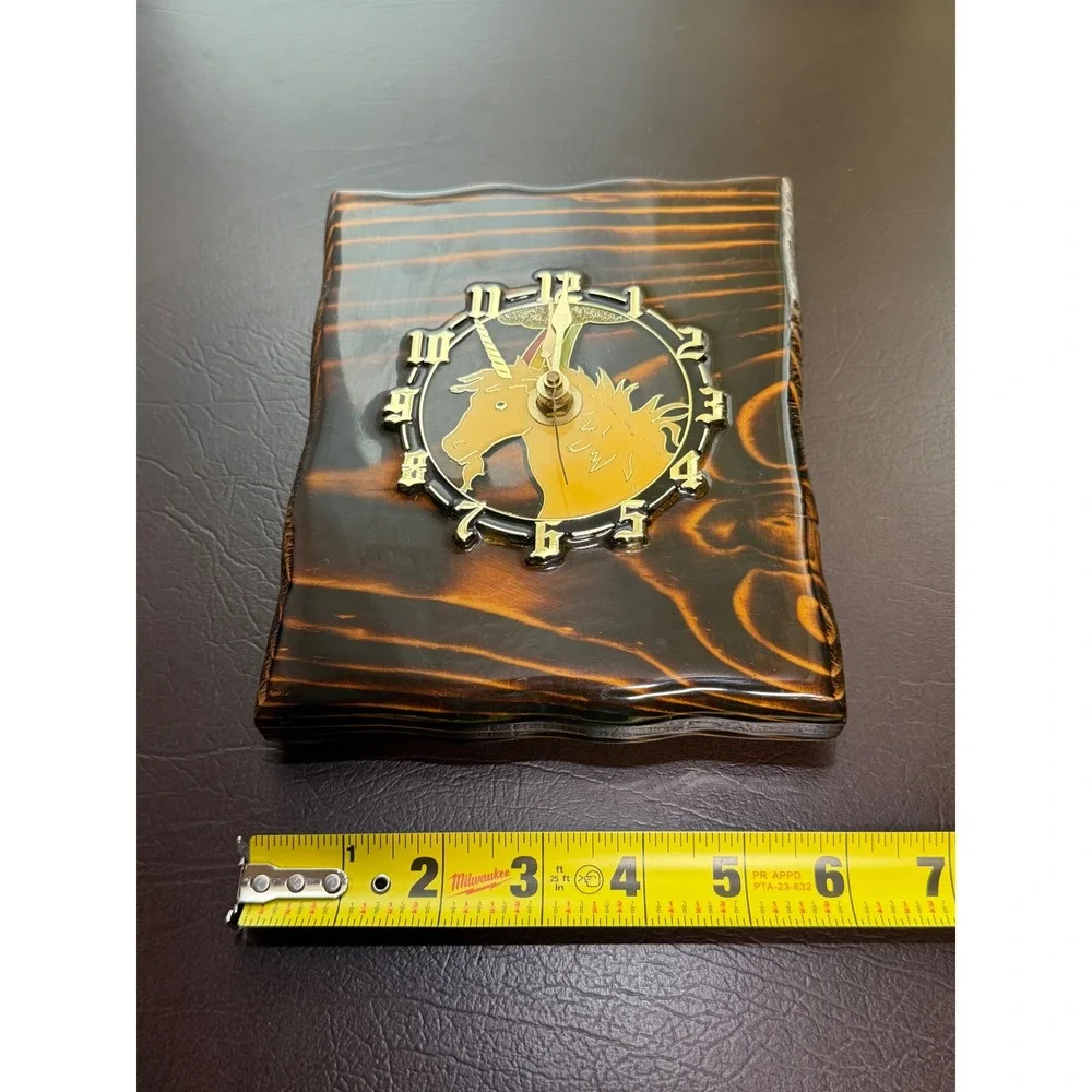 Vintage 1983 Ramar Industries Unicorn Wood Wall Clock Retro 80s Fantasy Decor